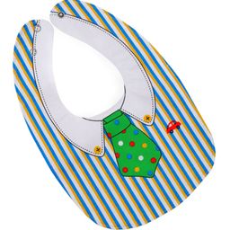 Yellow Bee Cotton Tie and Button Print Reversible Bib with Double Closure for Boys - Green White image 5