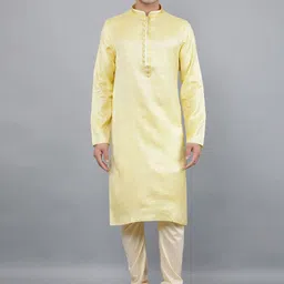 Manish Creations Geometric Woven Design Mandarin Collar Straight Kurta With Churidar-image-65