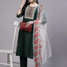 Women Viscose Rayon Kurta Pant Dupatta Set-image-32