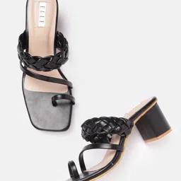 ELLE Braided Detail One Toe Block Heels-52
