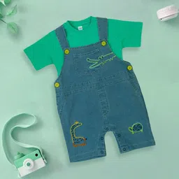 MeeMee Infant Boys Embroidered Dungarees With T Shirt-image-86