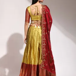 Fabcartz Woven Design Semi-Stitched Lehenga & Unstitched Blouse With Dupatta image 4