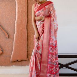 Satrani Floral Zari Silk Blend Ready to Wear Saree-picture-30