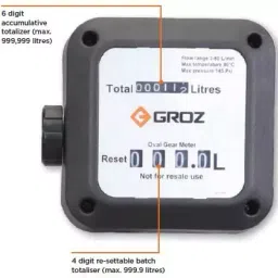 Groz Mechanical Oval Gear Fuel Meter (Flow Rate- 3-80 LPM) MFM/DM100/BSP-22