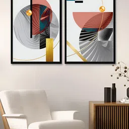 Myntra Elegant Homes Grey & White 2 Pieces Abstract Architectural Space Canvas Wall Art-image-40