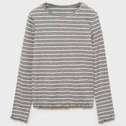 Mango Kids Girls Striped Drop-Shoulder Sleeves T-shirt-image-12