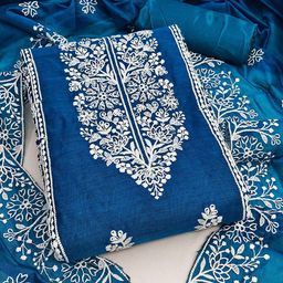 LeeliPeeri Designer Floral Embroidered Chanderi Unstitched Dress Material-picture-18