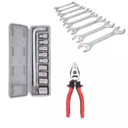 Hillgrove 10 Pcs Hex Socket Spanner Set, 8 Pcs Double Open End Wrench Set Combo, HGCM404M1-14