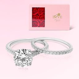 Peora Set Of 3 Silver-Plated Cubic Zirconia Couple Finger Rings With Jewellery Box-image-72
