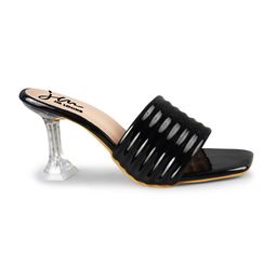 JM Looks Striped Open Toe Block Heels image 4