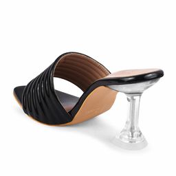 JM Looks Striped Open Toe Block Heels image 5
