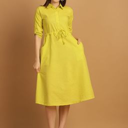 CORSICA Women Striped Lace-Up A-Line Midi Dress-image-57