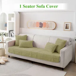 HOKIPO Plush 1 Seater Sofa Mat Cover With Arms-image-36