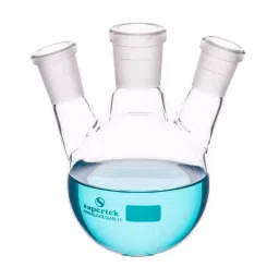 Supertek Round Bottom Flask With Three Necks At Angle Type, Capacity 250 ml, 15.212.0050 image 1