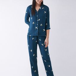 Miss Chase Women Teal Blue & White Printed Night suit-47