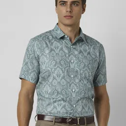 V Dot Men Spread Collar Ethnic Motifs Printed Cotton Formal Shirt-image-76