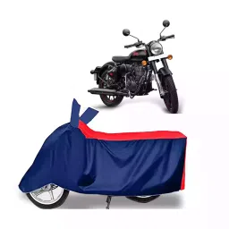 Auto Pearl Two Wheeler Cover with Bag for Royal Enfield 350 BS6, Red & Blue-image-57