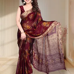 SUPERLAXMI Floral Pure Chiffon Saree-image-53