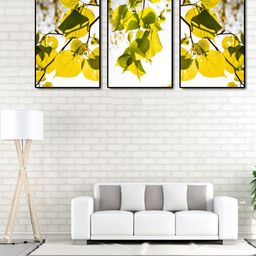 999Store Green & White 3-Panel Leaves Wall Art-image-77