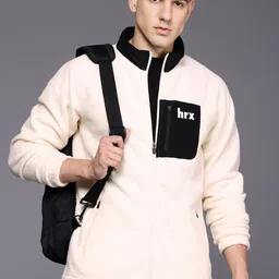 HRX by Hrithik Roshan Contrast Pocket Sherpa Front-Open Sweatshirt-image-54