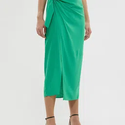 TERRANOVA Solid Wrap Midi Skirt-picture-1