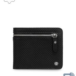Eske Men Black Textured Two Fold Leather Wallet-48