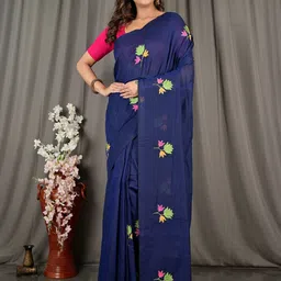 DipDiya Ethnic Motifs Embroidered Pure Cotton Taant Saree-image-88