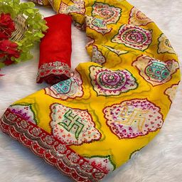 Peachmode Bandhani Zari Pure Georgette Bandhani Saree-picture-18