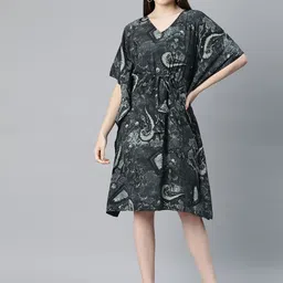 Cottinfab Floral Print Kimono Sleeve Crepe Kaftan Dress-picture-28