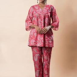 GULABOSITABO Printed A-Line Pure Cotton Tunic With Trouser Co-Ords-picture-31