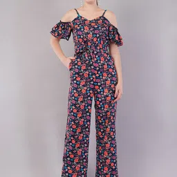 FLY STITCH Printed Basic Jumpsuit with Ruffles-13