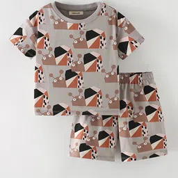 INCLUD Boys Printed Round Neck T-Shirt With Shorts-image-90