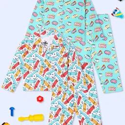 The Mom Store Unisex Kids Printed Night suit-picture-34