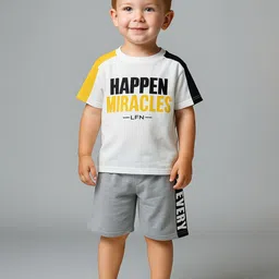 BAESD Kids Printed Short Sleeves Round Neck Regular T-shirt with Shorts-image-37