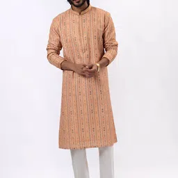 azania Men Floral Embroidered Regular Kurta with Pyjamas-image-26