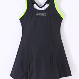 Rovars Lycra Sleeveless Frock Style Swimsuit - Black-20