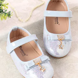 Cute Walk by Babyhug Ballerina Shoes with Velcro Closure &  Star Applique - Blue-picture-37