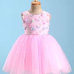 Mark & Mia Sleeveless Frock With Butterfly Applique - Pink-image-72