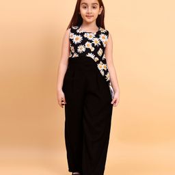 Little Marine Sleeveless Floral Printed Jumpsuit - Black-image-94