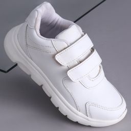 Pine Kids School Shoes with Velcro Closure - White-image-120