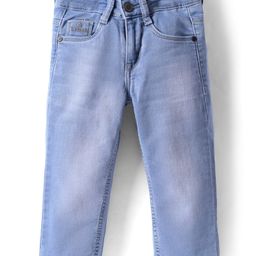 Ruff Denim Woven Full Length Washed Jeans - Light Blue-image-69