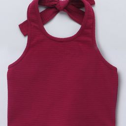 Taffykids Sleeveless Self Designed Crop Top - Maroon-image-43