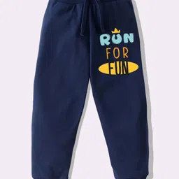 KAVEE Pure Cotton Knit Biowashed Full Length Run For Fun Text Printed Lounge Pants - Navy Blue-picture-16