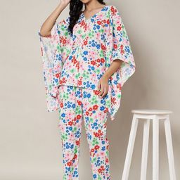 Moda Rapido Women Floral Printed Kaftan Cotton Co-ord Set-picture-32
