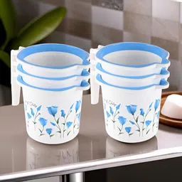 Aura White & Blue 6 Pieces Multi-Functional Mug Bath Accessories Set-6