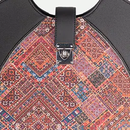 ZOUK Bhuj Rabari Ethnic Motifs Printed Jute Shopper Shoulder Bag with Cut Work image 3