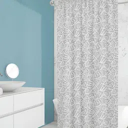 ArtzFolio White & Grey Printed Water Proof Shower Curtain-picture-2