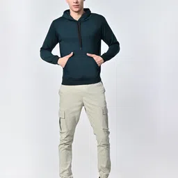 BAESD Men Solid Hood Fleece Pullover Sweatshirt-image-53