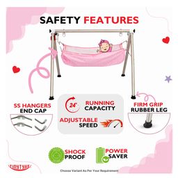 tiny tyke TinyTyke- Automatic Baby Cradle Round Pipe- Fully Foldable | With Warranty | Simple Hammock | Pink image 5