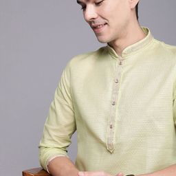 Manyavar Men Green Regular Kurta with Pyjamas-image-75